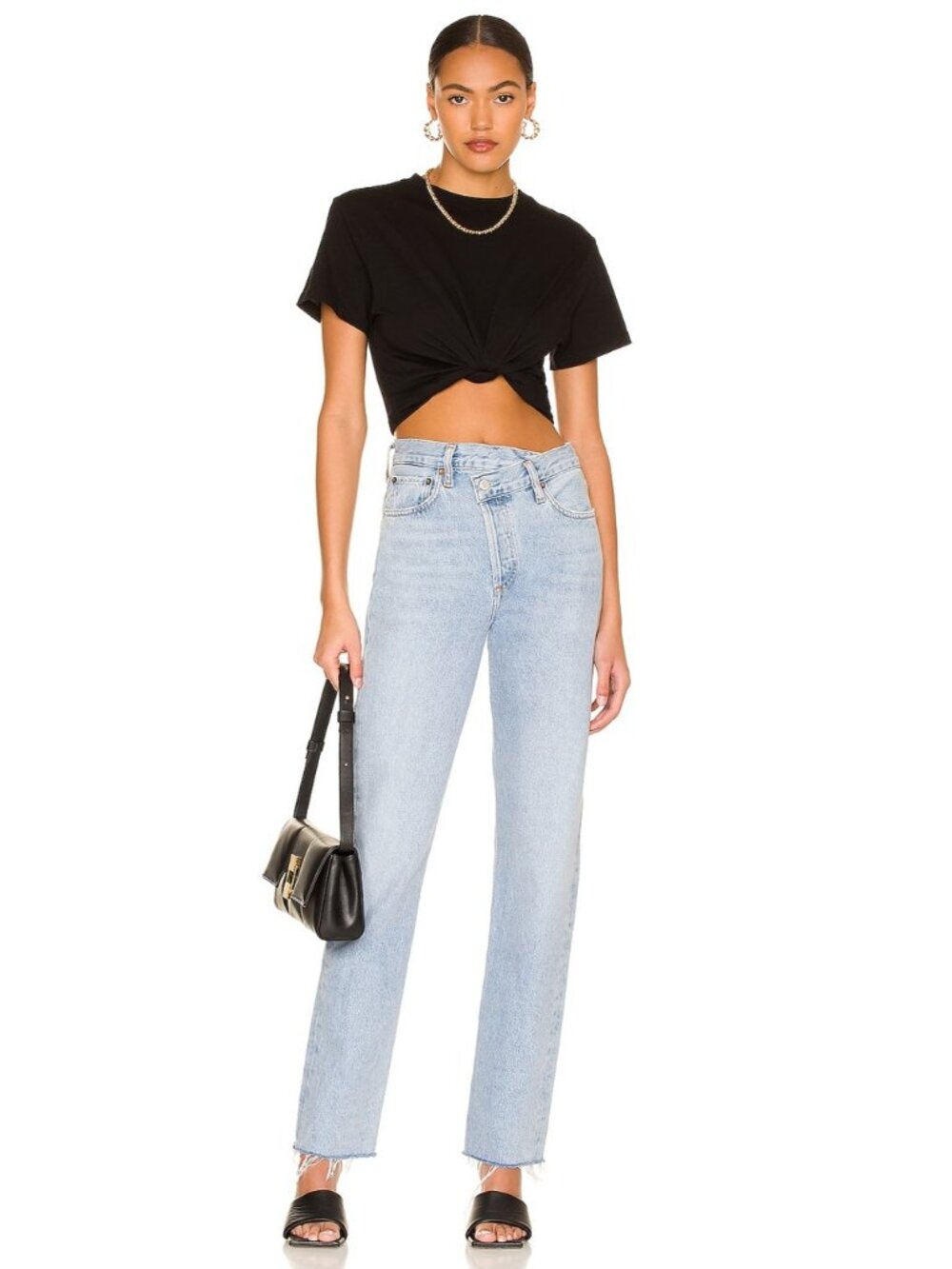NWT AGOLDE Criss Cross Straight Jeans in Dimension Wash Size 30 Asymmetrical